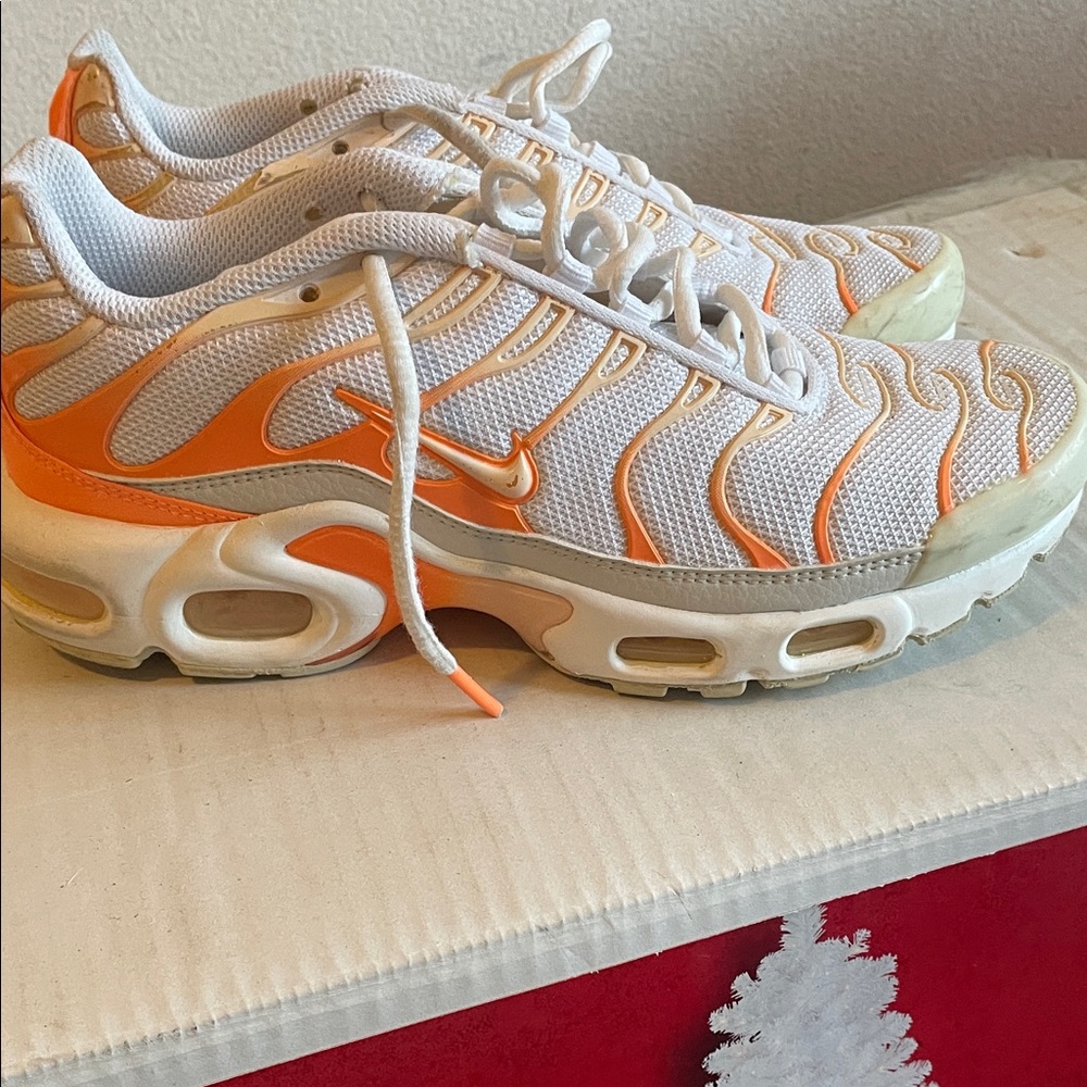 Nike Air Max White and Orange Sneakers
